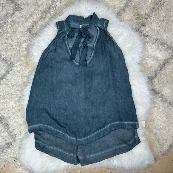 Free People Denim Blue Sleeveless Blouse - Picture 2 of 10